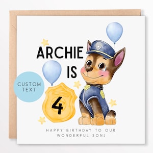 Adventure Puppy Birthday Card | Custom Cartoon Dog Card for Kids | Hero Pup Party Theme