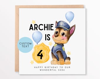 Adventure Puppy Birthday Card | Custom Cartoon Dog Card for Kids | Hero Pup Party Theme