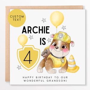 Adventure Puppy Birthday Card | Custom Cartoon Dog Card for Kids | Hero Pup Party Theme