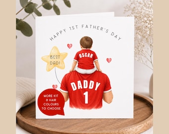 Personalised 1st Fathers Day Card from Baby | Football Dad Card | First Fathers Day Gift Daddy | Custom Name Shirt Card | New Dad Gift