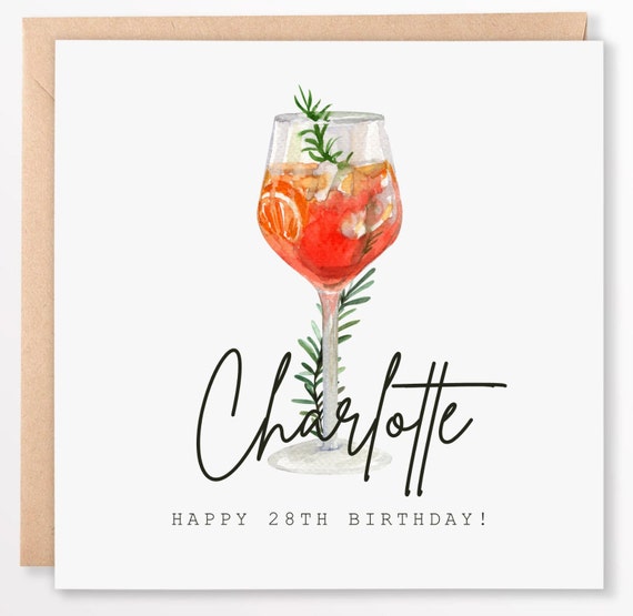 Cocktail Birthday Card - Aperol Spritz Card - Birthday Card For Her - Bestie Birthday Card - Personalised
