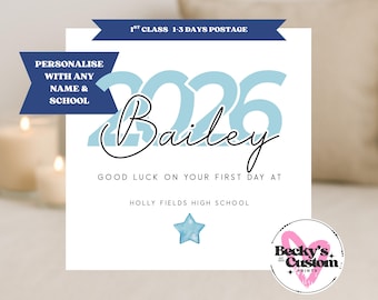 First Day Of Secondary School Card - Personalised School Card - Card For Son -1st Day Secondary School Gift-High School-Good Luck New School
