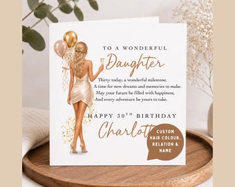 Personalised 30th Birthday Daughter Card, 30th Birthday Card for Daughter, Custom Daughter 30th Birthday Gift, 30th Birthday Keepsake