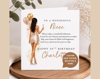 Personalised 30th Birthday Niece Card, 30th Birthday Card for Niece, Custom Niece 30th Birthday Gift, 30th Birthday Keepsake