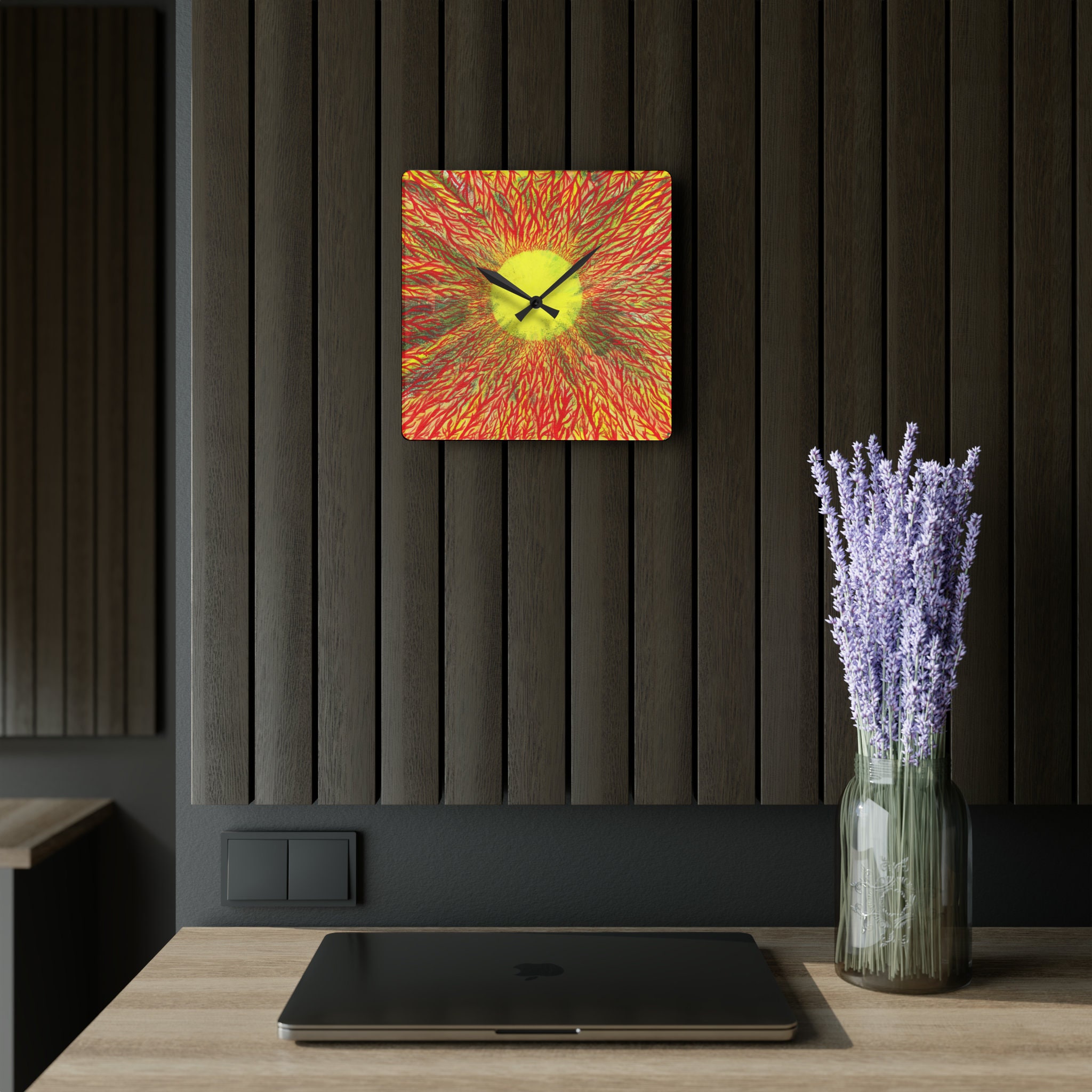 RED EYE Acrylic Wall Clock Retro Clock, Rectangle Clock, Red Eye ...