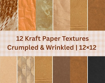 12 Printable kraft paper, natural brown kraft digital printable paper, cardboard texture backgrounds, rustic scrapbook paper printables