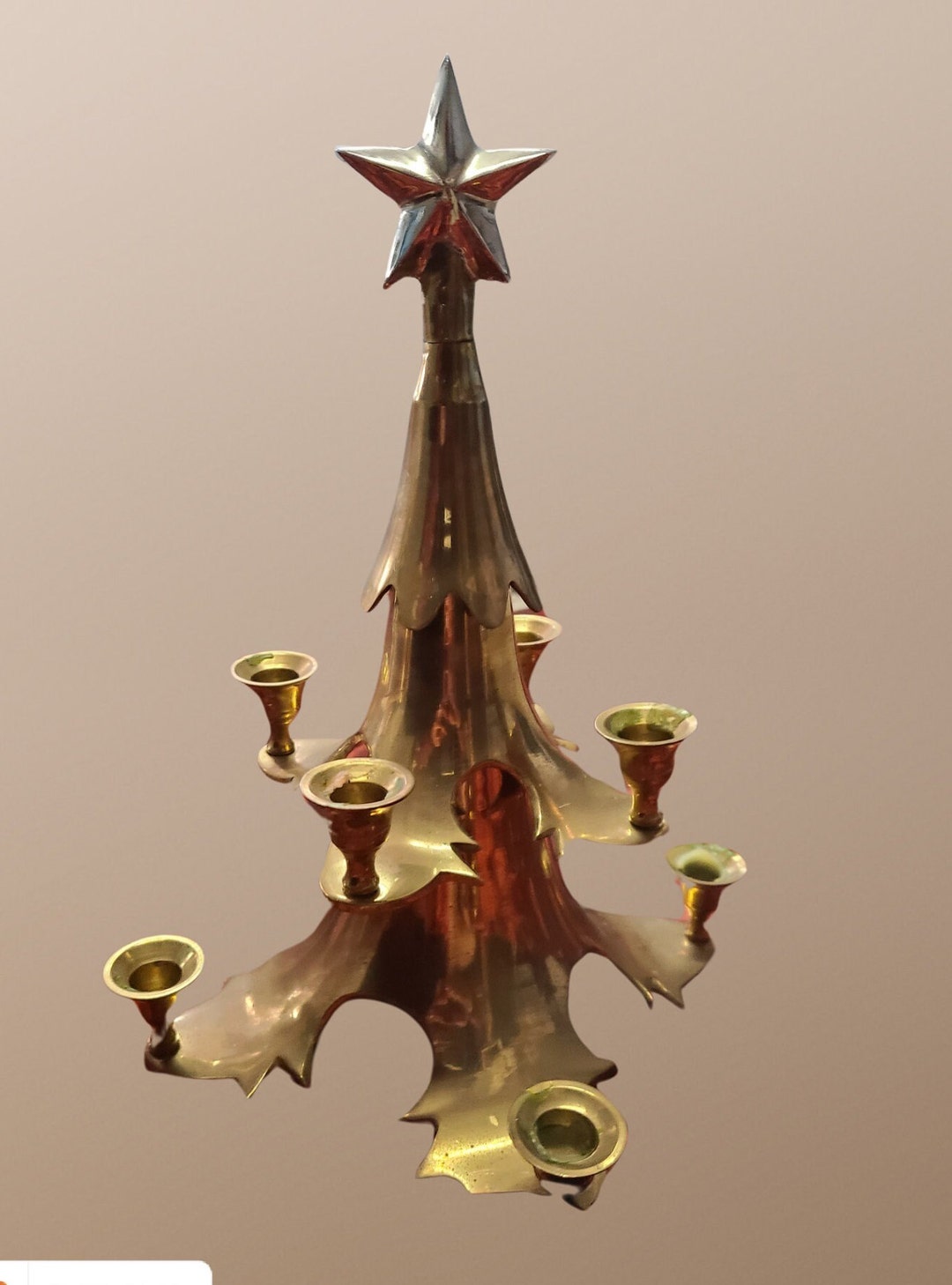 10 Vintage Brass Christmas Tree Candle Holder Etsy