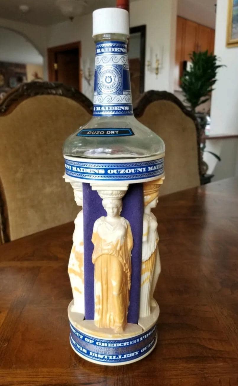 Vintage Greek Maidens Ouzounis Ouzo Empty Bottle 12