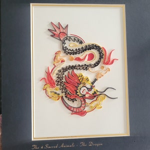 Japanese 3D Paper Art The 4 Sacred Animals - The Dragon