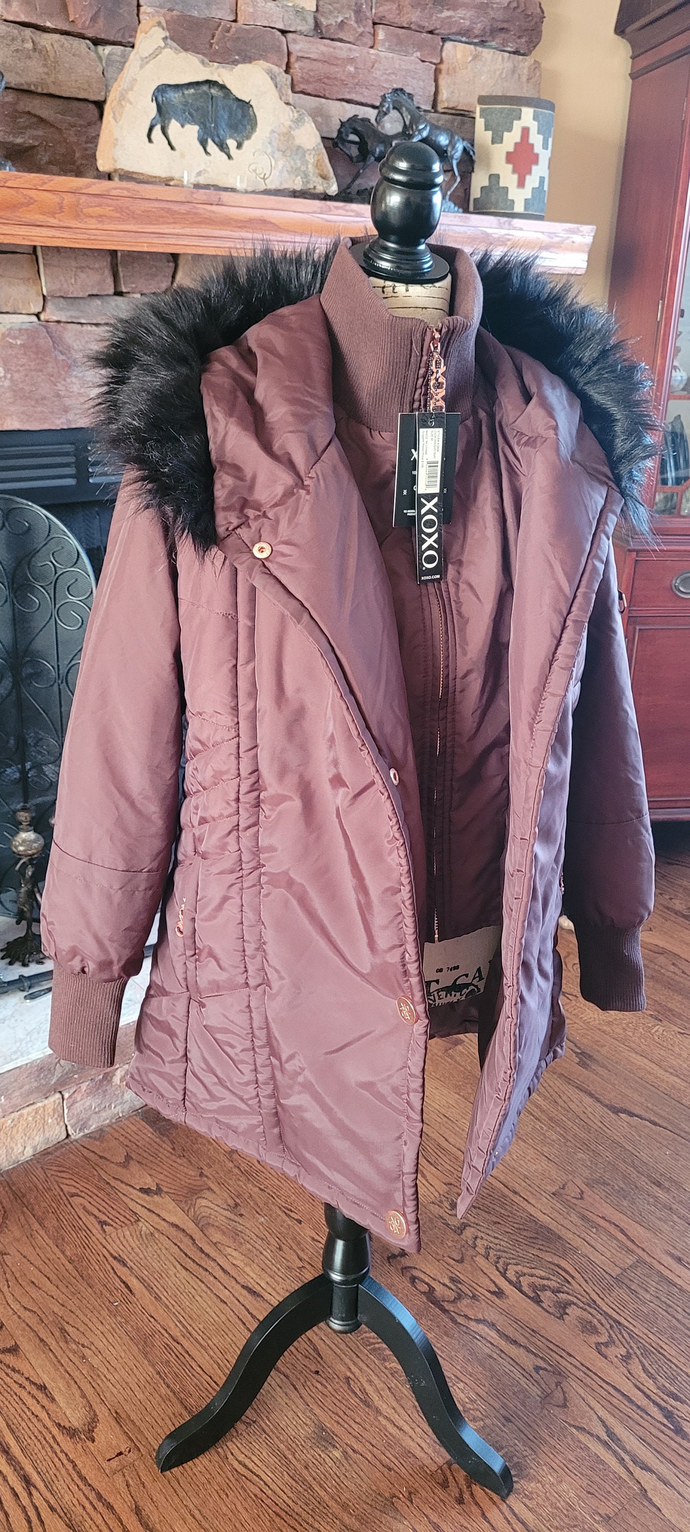 XOXO Women s Size M Hooded Chocolate Truffle Puffer Coat NWT Etsy