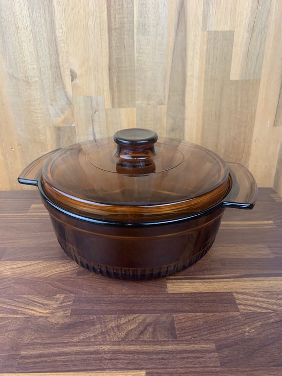 Vintage Anchor Hocking Brown Glass Casserole Dish Etsy