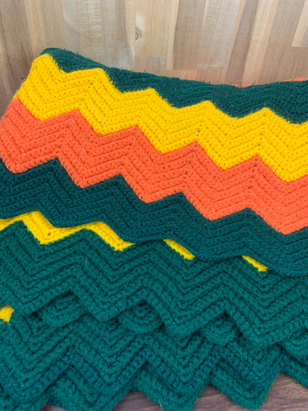 Vintage Handmade Zigzag Afghan Blanket Etsy
