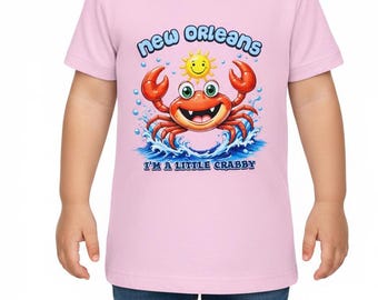 New Orleans I'm a Little Crabby Kids Tee | NOLA Crab Souvenir | Boy Girl Gift