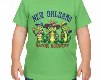 New Orleans Gator Country Kids Tee | Three Alligators NOLA Souvenir | Boy Girl Gift