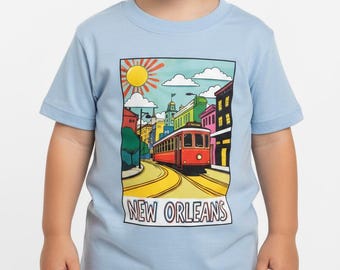 New Orleans Streetcar Kids Tee | Retro NOLA City Souvenir | Toddler Boy Girl Gift