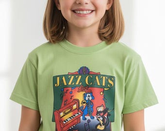 Jazz Cats Live New Orleans Youth T-Shirt, Kids Music Graphic Tee