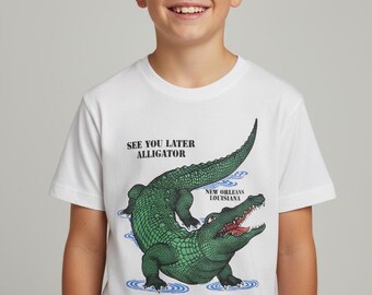 Youth Alligator T-Shirt, New Orleans Louisiana Graphic Tee, Kids Souvenir