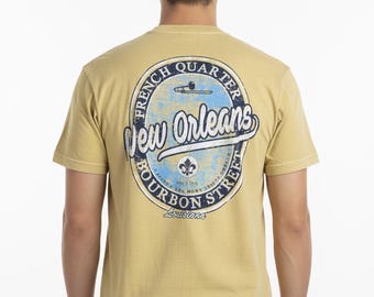 New Orleans 'Bourbon Street' French Quarter T-Shirt | Garment Dyed | Louisiana