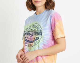 Unisex French Quarter Tie-Dye Tee – Pastel Rainbow