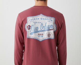 New Orleans Since 1718 Long Sleeve Garment Dyed Tee