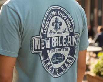 New Orleans 'The Big Easy' French Quarter Garment Dyed T-Shirt