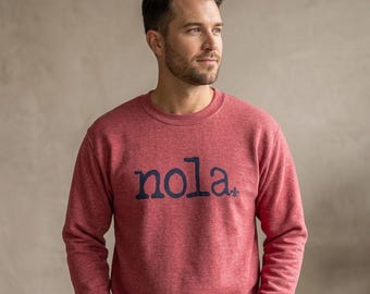 NOLA Sweatshirt: Heather Crimson Fleur de Lis Pullover, Retro Louisiana Gift