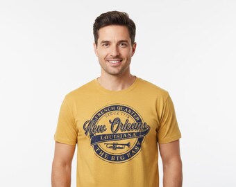New Orleans French Quarter Trumpet Graphic Tee, Big Easy Louisiana Cotton Blend Shirt