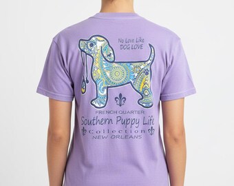 Southern Puppy Life T-Shirt, Paisley Dog French Quarter Graphic Tee