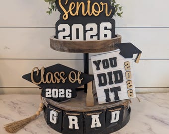 2026 graduation tier tray svg. grad tier tray svg. tier tray svg, tiered tray svg. bundle svg. 2026 grad svg.laser files svg.glowforge files
