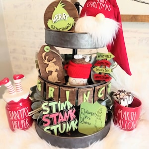 grinch tier tray svg. grinch tiered tray svg. christmas tier tray svg. christmas tiered tray svg. laser files svg. cut files svg.