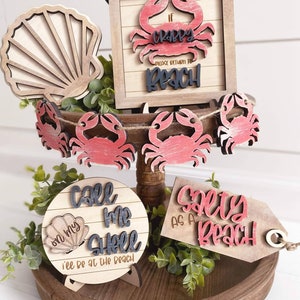 beach tier tray svg. beach tiered tray svg. beach signs svg. laser files svg. glowforge files svg. crab tier tray svg. beach diy svg. beach