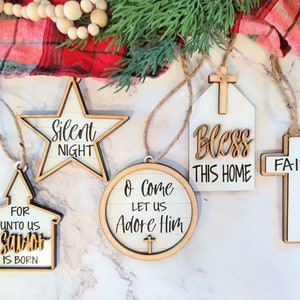 Adornos navideños SVG. Adornos navideños SVG. Adornos láser. Adornos navideños Glowforge. Archivos navideños Glowforge. Religiosos navideños.