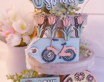 spring tier tray svg. spring tiered tray svg. spring bundle svg. glowforge files svg. glowforge svg. tier tray svg. tiered tray svg. laser