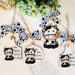cow car charm svg. cow car charms svg. cow ornament svg. cow laser files svg cow sign svg. glowforge laser files. laser files.christmas svg