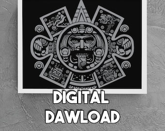 Aztec SVG File, Laser File, High Detail, Aztec Calendar SVG