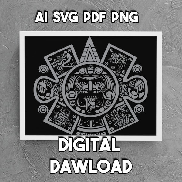 Aztec Calendar Svg Etsy
