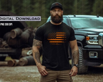 Robuster Mann Biker T-Shirt Mockup, Bella Canvas 3001 (PNG File)