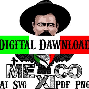 Francisco Villa SVG, Mexican Eagle,  Aguila Cut Files, Mexican Flag, Digital Files  for sublimation , bandera mexicana, Mexico Svg