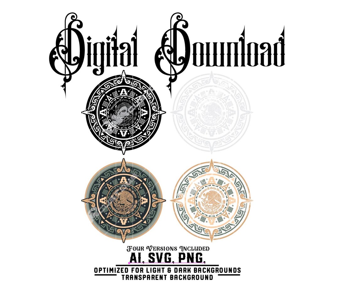 Mexican National Seal SVG PNG AI Aztec Compass Emblem Digital Download ...