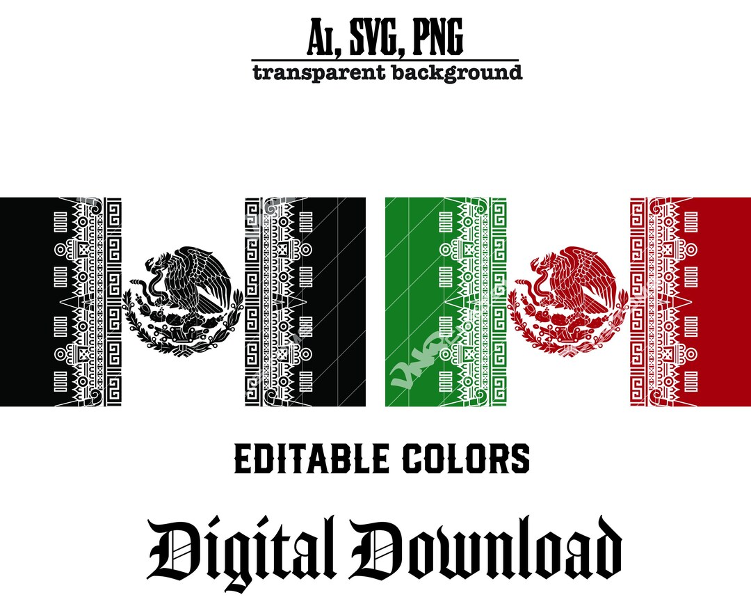 Mexican Aztec Flag SVG, Laser Cut File (digital Download) 2 Variations ...