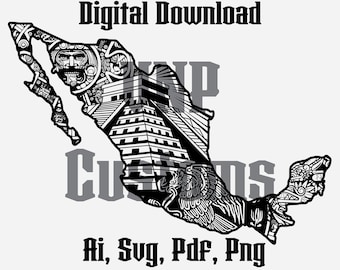 Mexican Aztec map SVG File, High Detail, Aztec Calendar SVG, laser engraving file, Mexican state file, Mexican Sublimation Design