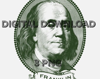 Billete de cien dólares de Ben Franklin SVG, diseño de sublimación (descarga digital)