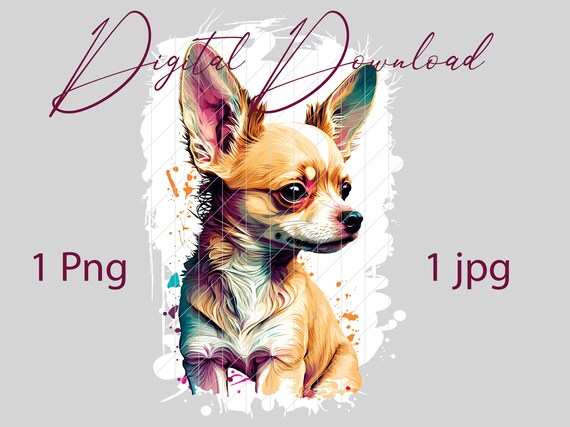 チワワ 犬カラフル絵 チワワの絵 ロシア チワワの水彩画カラフルな動物