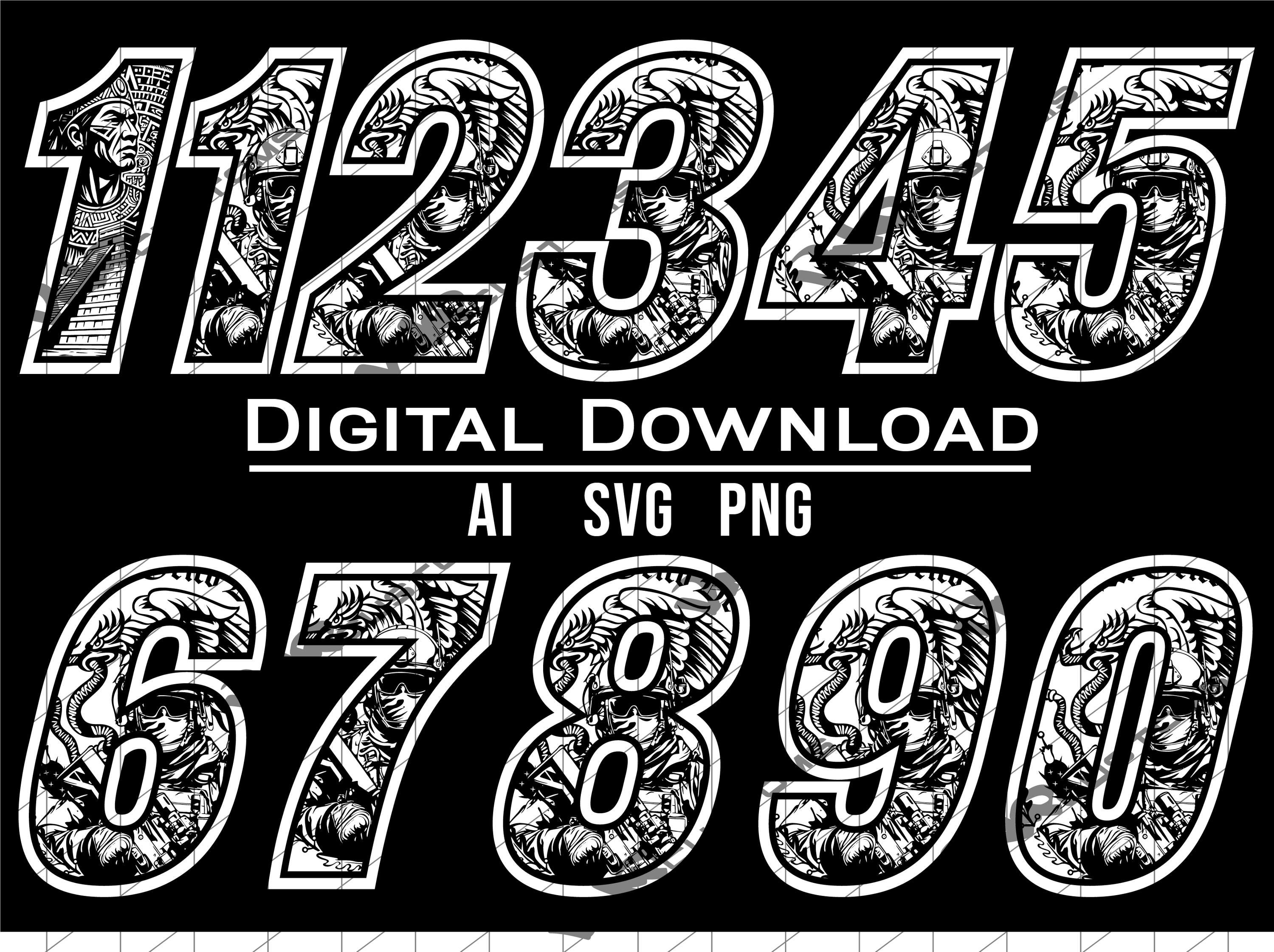 Aztec Art Number Clipart | Chicano Style (digital Download) - Etsy
