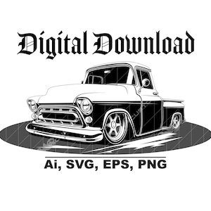 Classic Old Pickup Truck SVG | Vintage Retro Truck Outline Design | Digital Download for Cricut, Laser, Shirt, Patch, Sublimation
