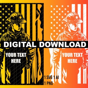 US flag and firefighter 2  Art Svg,Ai,Dxf,Png, US Flag and Eagle Svg,  Distressed Flag with Eagle SVG, Cricut and Silhouette Eagle Flag