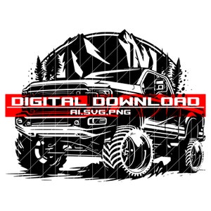 Big Trucks Off Road Mountain SVG file, ClipArt Svg, laser engraving Off Road file, Classic offroad Svg, Hiking Design, Adventure Ai,svg,png,