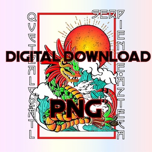 Quetzalcoatl Ancient  mayan Snake, Mayan Symbol, sublimation Aztec PNG File, Quetzalcoatl Png file. instant download