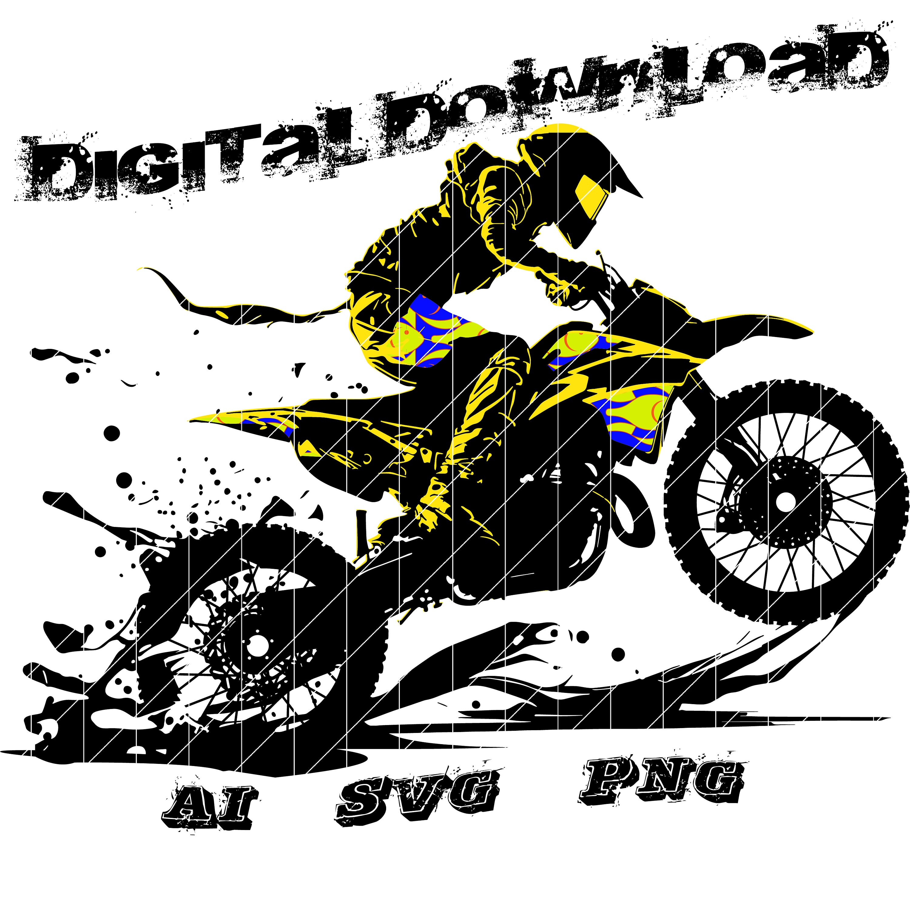 Motocross Motorcycle Vector Illustration | Racing Clipart (digital ...