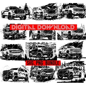 Off Road Trucks Bundle,Off Roading | Offroading Vehice Svg |12 Vehicle svgs, Png | Offroad Forest Shirt | Amarican Flag